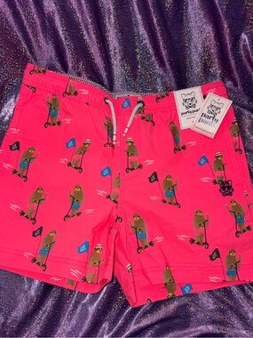 Boys Party Pants Sloth Neon Pink Shorts